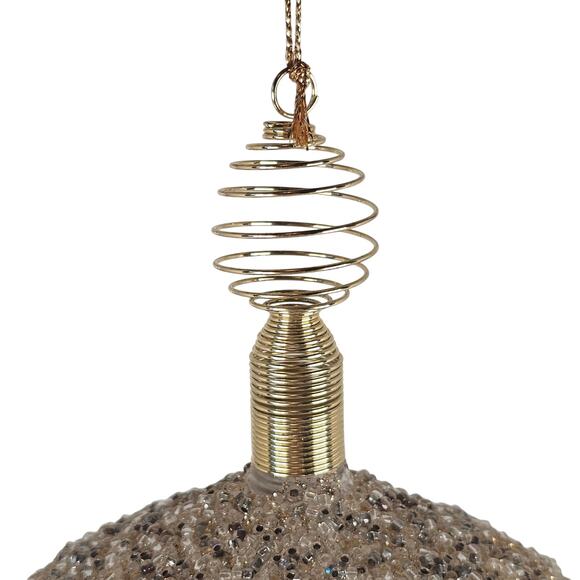 Beaded Onion Shape Christmas Ornament Gold Silver 5x4.5" Holiday Decor Christmas - Picture 8 of 16